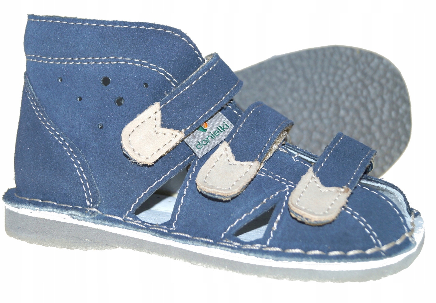Danielki obuwie kapcie profilaktyczne sandały rozmiar 24 skóra S104 jeans