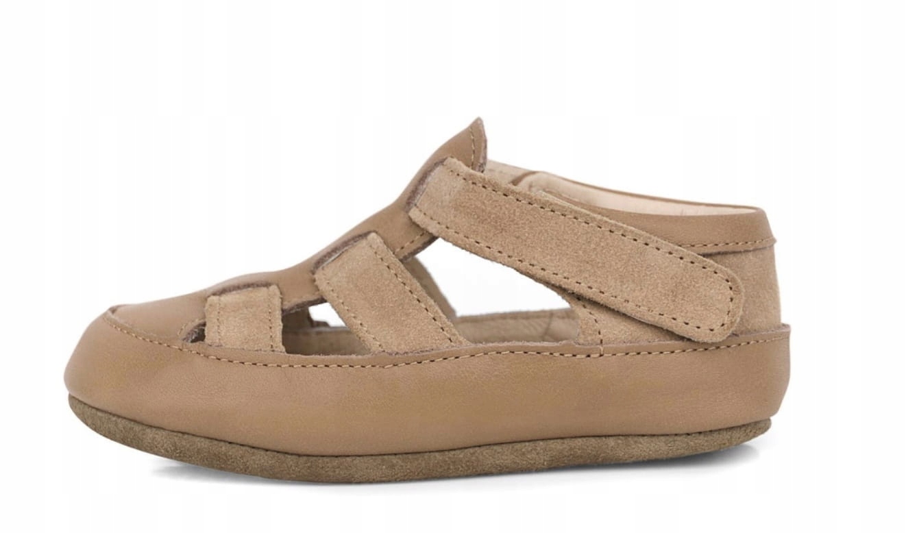 Kapcie dziecięce Noem OBEX barefoot rozmiar 21 skórzane beżowe sandały rzep