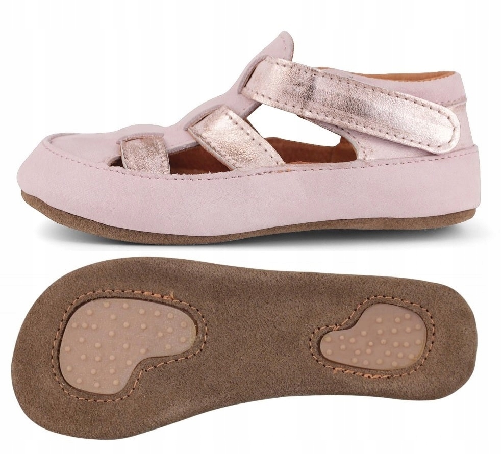 Kapcie dziecięce Lasti OBEX rozmiar 33 skórzane barefoot jasny róż