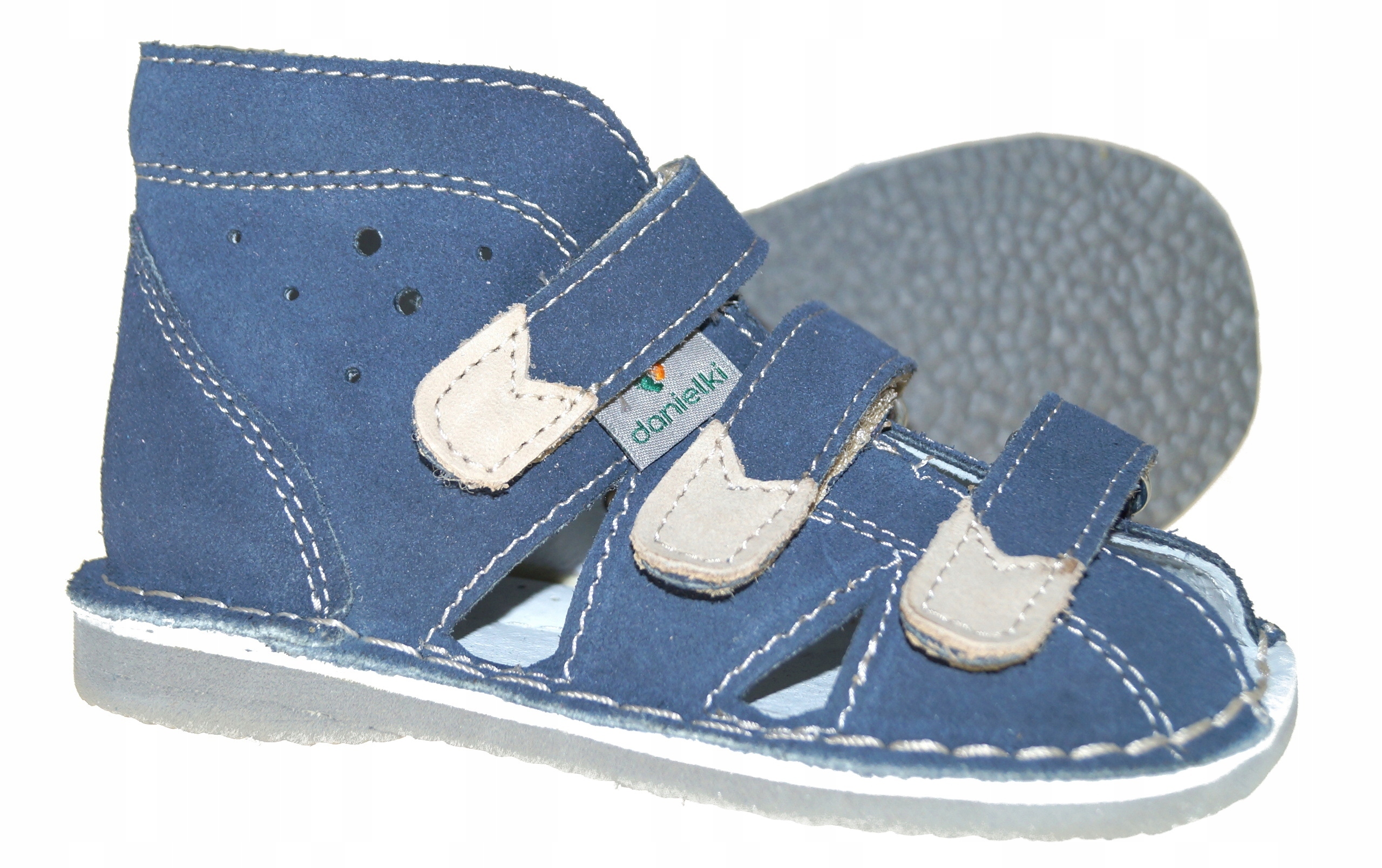 Danielki obuwie kapcie profilaktyczne sandały rozmiar 25 skóra S104 jeans